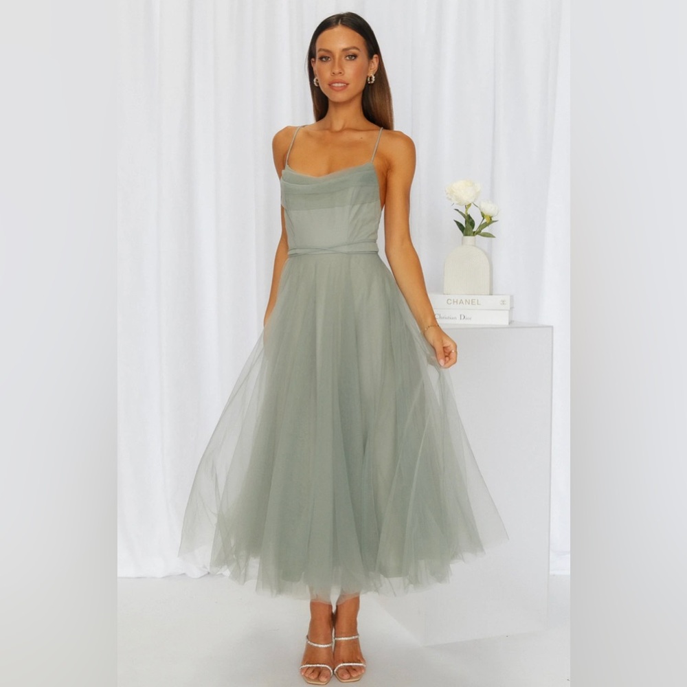 Sage Green Tulle Midi Hello Molly Dress!